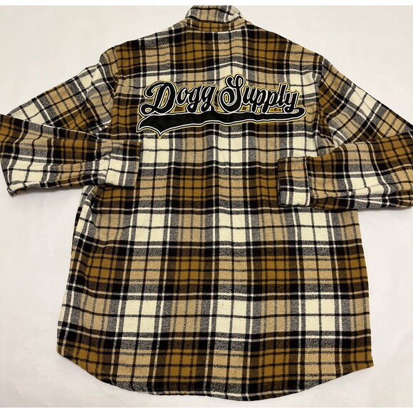 The Unbranded Brand Other - DOGG SUPPLY Men's Flannel Shirt by Snoop Dogg Yellow Black White Plaid Size XL